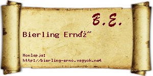 Bierling Ernő névjegykártya